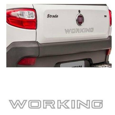 Emblema Tampa Tras Fiat Strada Working 14 Prata