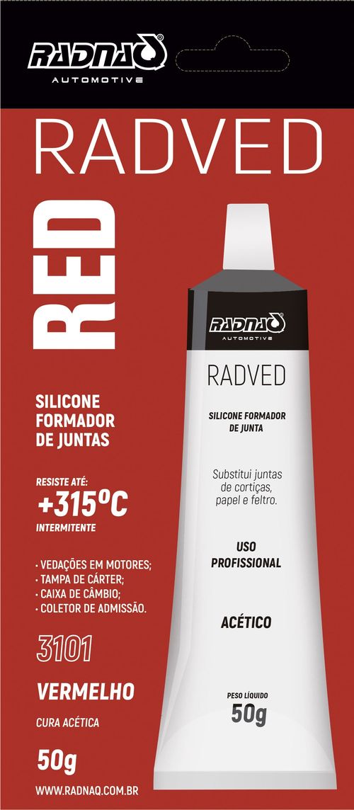Silicone Vermelho Alta Temperatura Radved 50gr RADNAQ RQ3101