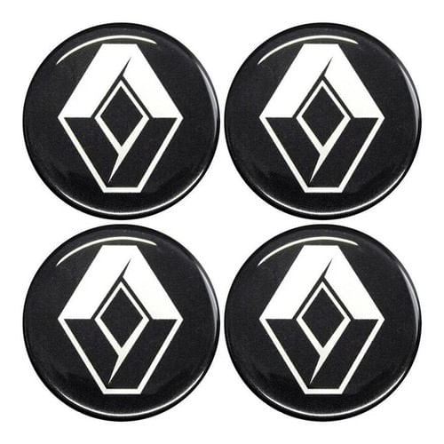 Jogo Emblema Adesivo Calota Renault Preto Resinado 48mm