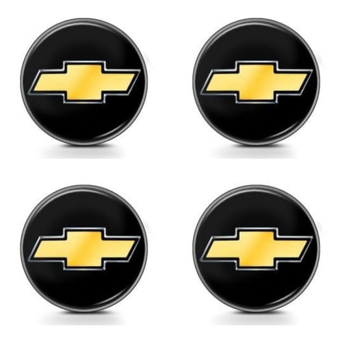 Jogo Emblema Adesivo Calota Gm Preto E Dourado Resinado 48mm