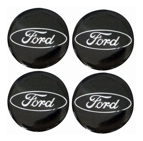 Jogo Emblema Adesivo Calota Ford Preto Resinado 48mm