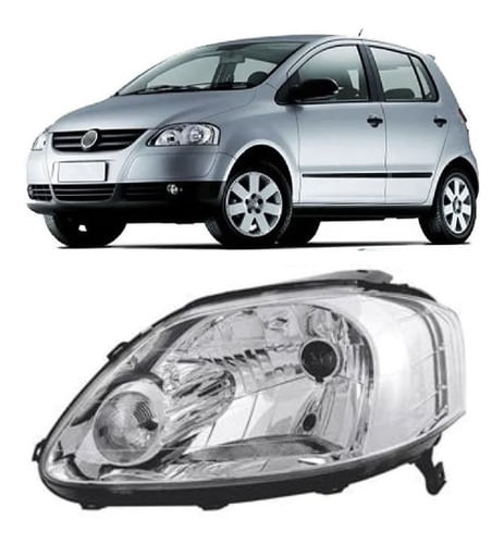 Farol Esquerdo Volkswagen Fox 2008 Cromado