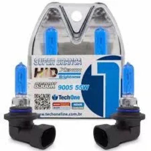 PAR DE LAMPADA AUTOMOTIVA SUPER BRANCA 8500K 9005 55W TECH ONE