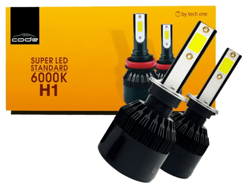 KIT LAMPADA DE LED AUTOMOTIVA SUPER LED STANDARD H1 6000K CODE
